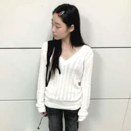 Karrram Japanese Y2k V-neck White Sweater Vintage Harajuku Knit Slim Pullover Korean Style Fall Winter Knitwear 2000s Aesthetics