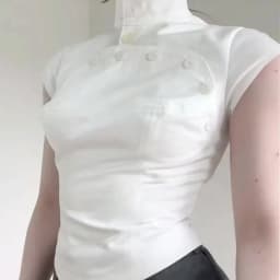 Y2K Vintage Aesthetics Women's Blouse Sexy Slim Fit Chic Button Design High-Neck Short-Sleeve T-Shirt Fashion Female Streetwear