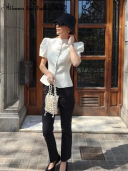 Elegant Single-breasted Short Sleeve Top Women's Solid O-neck Tank Tops Coat 2026 Spring Summer New Ladies High Street Outwear