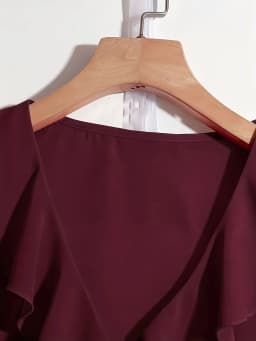 Plus Size Women's Solid Color Ruffle Collar Short Puff Sleeve Fashionable Blouse Ruffle Blouse Chiffon Blouses For Women