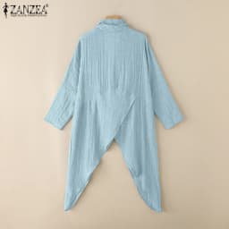 ZANZEA 2025 Fashion Blouses Autumn Women Tops Vintage Long Shirts Casual Solid Cowl Neck Long Sleeve Asymmetrical Party Blusas