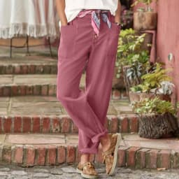 Women's Trousers Loose Solid Color Cotton Linen Button Pocket Breathable Basic Street Fashion Casual Pants