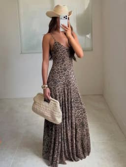 Ladies Sexy Summer Dress Women Vintage Leopard Print Sling Dress Party Suspender Sleeveless Backless Slimming Maxi Dress Female