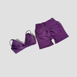 WAREBALL 2 Pcs Gym Set Women Vision Twist Front Bra V Neck Cross Waist Quick Dry Shorts Suit Pilates Workout Running Fitness Set