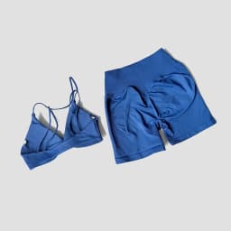 WAREBALL 2 Pcs Gym Set Women Vision Twist Front Bra V Neck Cross Waist Quick Dry Shorts Suit Pilates Workout Running Fitness Set