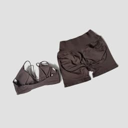WAREBALL 2 Pcs Gym Set Women Vision Twist Front Bra V Neck Cross Waist Quick Dry Shorts Suit Pilates Workout Running Fitness Set