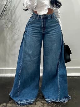 Vintage Wide-Leg Jeans for Women Y2K Niche Design Flared Pants Loose Versatile Floor-Length Trousers
