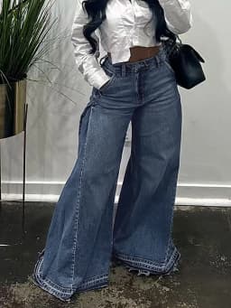 Vintage Wide-Leg Jeans for Women Y2K Niche Design Flared Pants Loose Versatile Floor-Length Trousers