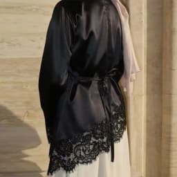 New Belted Waist Lace Patchwork Top Asymmetrical Design Solid Color Long Sleeves Elegant Irregular Hemline Satin Blouse Women