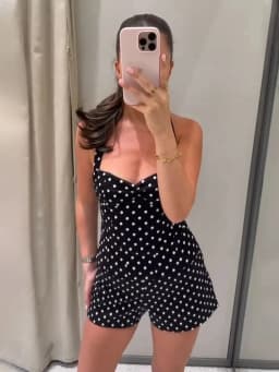 Women Fashion  Polka Dot Shorts Sets Or Female Sexy Backless Halter Neck Slim Tops Lady Chic Side Zipper Casual Shorts Chic Set