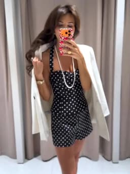 Women Fashion  Polka Dot Shorts Sets Or Female Sexy Backless Halter Neck Slim Tops Lady Chic Side Zipper Casual Shorts Chic Set