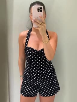 Women Fashion  Polka Dot Shorts Sets Or Female Sexy Backless Halter Neck Slim Tops Lady Chic Side Zipper Casual Shorts Chic Set
