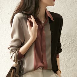 2025 Women Satin Button Blouse Autumn New Vintage Long Sleeve Polo Collar Women Shirt Elegant Loose Tops Clothing 18146