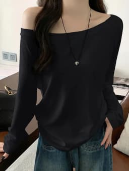 Oversize Off Shoulder Long Sleeve T Shirt Women Solid Color Casual Tops Lady Spring Autumn Basic Tees Korean Style Youth Blouses