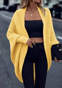 Ladies Elegant Open Cardigan Knitted Sweater Spring Autumn Outerwear Loose Long Sleeve Top for Holiday Versatile Casual Wear
