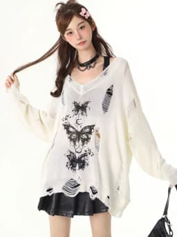 Y2k Hollow Out Knit Oversize T Shirt Women Long Sleeve Off Shoulder Top Sexy Basic Transparent Tees Baggy Vintage Ladies New