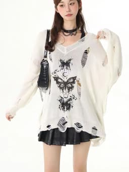 Y2k Hollow Out Knit Oversize T Shirt Women Long Sleeve Off Shoulder Top Sexy Basic Transparent Tees Baggy Vintage Ladies New