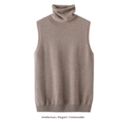 Elegant British Style 100%Wool Turtleneck Ladies Sweater Sleeveless Tank Tops 2026 Autumn Slim Soft And Warm Knitted Women Vests