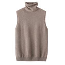 Elegant British Style 100%Wool Turtleneck Ladies Sweater Sleeveless Tank Tops 2026 Autumn Slim Soft And Warm Knitted Women Vests
