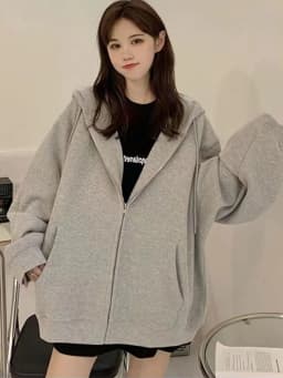 Oversize Women's Sweatshirts Autumn Casual Korean Long Sleeve Hooded Zip-up Y2k Hoodies Streetwear Harajuku Female Clothes Black