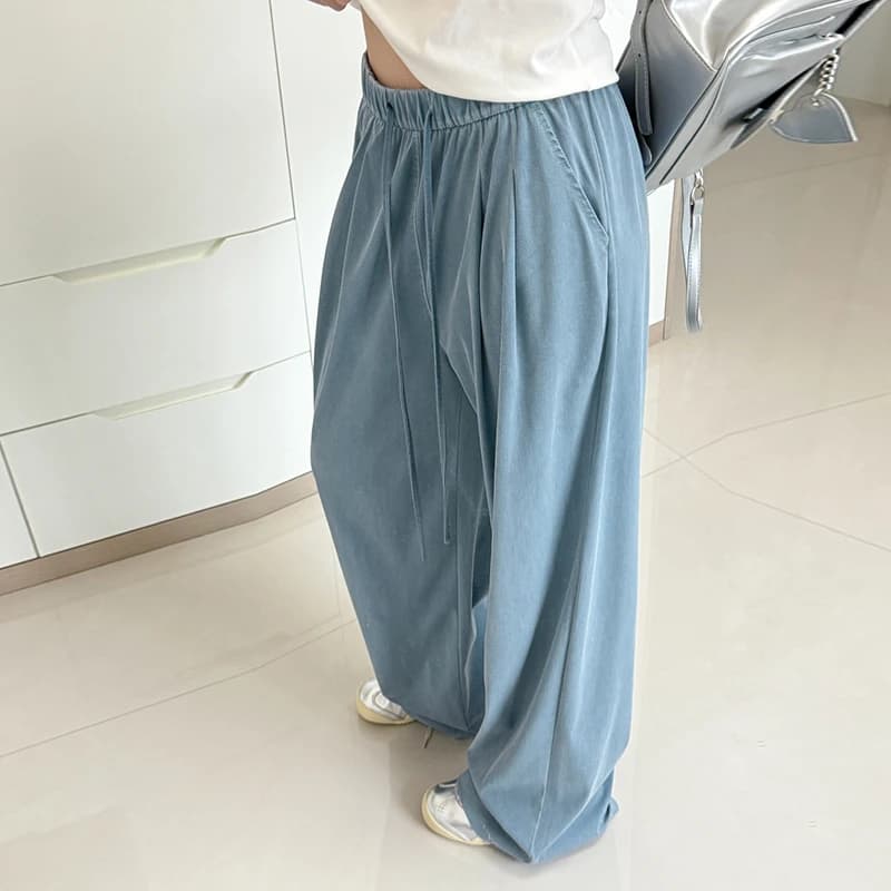 Women's Straight-Leg Denim Jeans, Lyocell Fabric Elastic-Waist Loose-Fit Trousers, Commute Slimming Wide-Leg Pants