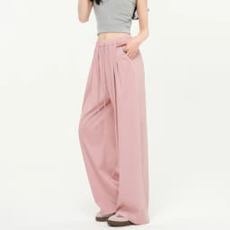 Women's Straight-Leg Denim Jeans, Lyocell Fabric Elastic-Waist Loose-Fit Trousers, Commute Slimming Wide-Leg Pants