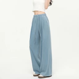 Women's Straight-Leg Denim Jeans, Lyocell Fabric Elastic-Waist Loose-Fit Trousers, Commute Slimming Wide-Leg Pants