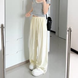 Women's Straight-Leg Denim Jeans, Lyocell Fabric Elastic-Waist Loose-Fit Trousers, Commute Slimming Wide-Leg Pants