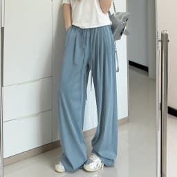 Women's Straight-Leg Denim Jeans, Lyocell Fabric Elastic-Waist Loose-Fit Trousers, Commute Slimming Wide-Leg Pants