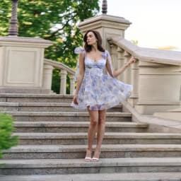 Chic Printed Mini Halter Dress A Line Mesh Lace Up Party Vestidos V Neck High Waist Club Robes Sweet Women Princess Dresses Gown