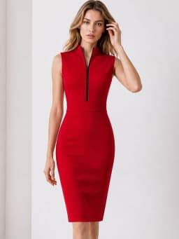Womens Elegant Fashion Summer Colorblock Round Neck Sleeveless Work Office Knee Length  Business Casual Party Pencil Dress