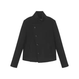 Women's Retro Slim Fit Thick Woolen Coat Korean Style High Neck Diagonal Button Design for Autumn Winter Fashion