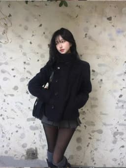 Women's Retro Slim Fit Thick Woolen Coat Korean Style High Neck Diagonal Button Design for Autumn Winter Fashion