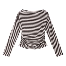 VIMLY Vintage Stripe T-shirt Women 2026 Autumn Casual Slash Neck Tops Ladies Long Sleeve Slim Fit Office Wear Female Tees A3039