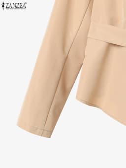 ZANZEA Women Elegant 2 Pieces Pant Sets Lightweight Long Sleeve Belted Blazer & Wide Leg Pant 2pcs Suits Office Commuting Sets