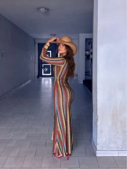 Women Y2k Retro Chevron Striped Long Dress Long Sleeve Deep V O-ring Bodycon Maxi Dress Female Summer Travel Club Party Dresses