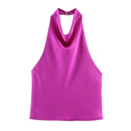 ETJ Women's 2026 Spring Cowl Neck Sleeveless Top Satin Backless Halter Blouse Elegant Party Night Out Wear Fashion Statement