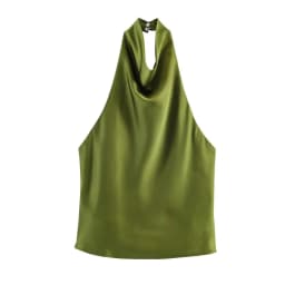 ETJ Women's 2026 Spring Cowl Neck Sleeveless Top Satin Backless Halter Blouse Elegant Party Night Out Wear Fashion Statement