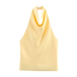 ETJ Women's 2026 Spring Cowl Neck Sleeveless Top Satin Backless Halter Blouse Elegant Party Night Out Wear Fashion Statement