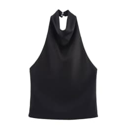 ETJ Women's 2026 Spring Cowl Neck Sleeveless Top Satin Backless Halter Blouse Elegant Party Night Out Wear Fashion Statement