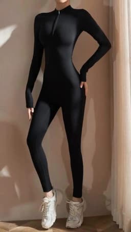 Womens Jumpsuits Long Sleeve Yoga Slim Fit Stretch One Piece Romper Sexy Fitness Female Black Basic Sportwears Tight Zipper