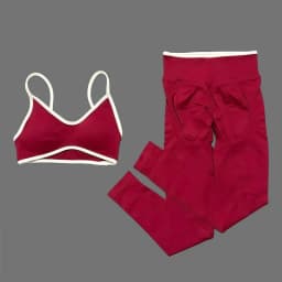 HISTELLO 2 Piece Yoga Fitness Set Women's Seamless Ignite Sculpt Scrunch Leggings Strappy Halter Bra Gym Sports Fitness Outfit