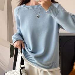 Women 100% Cotton Sweater O-neck Strip Pullover Casual Knit Clothing Fashion Soft Bottoming Sweater Tops A3032114