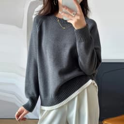 Women 100% Cotton Sweater O-neck Strip Pullover Casual Knit Clothing Fashion Soft Bottoming Sweater Tops A3032114
