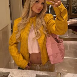 Y2k Bright Yellow Cropped Jacket Chic Snake Pattern Stand Collar Zipper Button Faux Leather Straight Coat Autumn Women Outerwear