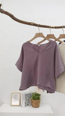 Muslin 100% Cotton Short Sleeve Tee Sexy V-Neck Oversized T-Shirt Streetwear Top Shirts And Blouse Lady Pulovers Camisetas