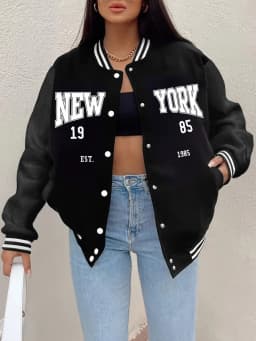 New York 1985 Letter Prints Coats Womens Comfortable Loose Baseball Jersey Fleece Warm Soft Jackets Casual Pocket Woman Clothes