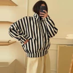 Women's Contrasting Stripe 2 Piece Pant Set Loose Stand Collar Zipper Long Sleeve Coats Wide Leg Pants 2026 Autumn Lady Suit New