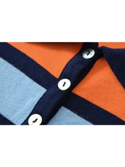TFMLN Women's Colorful Striped Knitted Polo Shirt 2026 Summer Trendy Holiday Pullover Tops Leisure Stylish Short Sleeve Tops