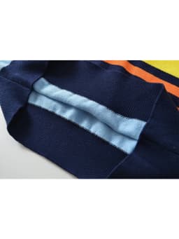 TFMLN Women's Colorful Striped Knitted Polo Shirt 2026 Summer Trendy Holiday Pullover Tops Leisure Stylish Short Sleeve Tops